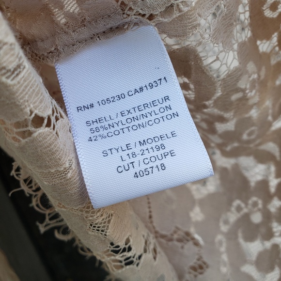 Joie Lace Tan Cropped Button Back 3/4 Sleeve Top - Picture 8 of 8